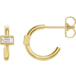 Загрузить изображение в средство просмотра галереи, Platinum 14k Yellow Rose White Gold 1/5 CTW Baguette Cut Diamond J Hoop Earrings
