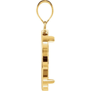 14K Yellow Gold Coin Holder for 21.5mm x 1.5mm Coins or United States US $5.00 Dollar Tab Back Frame Pendant Charm