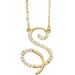 이미지를 갤러리 뷰어에 로드 , 14K Yellow Rose White Gold Diamond Letter S Initial Alphabet Necklace Custom Made To Order
