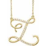 이미지를 갤러리 뷰어에 로드 , 14K Yellow Rose White Gold Diamond Letter Z Initial Alphabet Necklace Custom Made To Order
