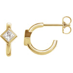 이미지를 갤러리 뷰어에 로드 , Platinum 14k Yellow Rose White Gold 1/3 CTW Diamond J Hoop Earrings
