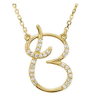 14K Yellow Rose White Gold Diamond Letter B Initial Alphabet Necklace Custom Made To Order