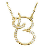 Load image into Gallery viewer, 14K Yellow Rose White Gold Diamond Letter B Initial Alphabet Necklace Custom Made To Order
