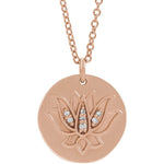 Carregar imagem no visualizador da galeria, Platinum 14k Gold Sterling Silver .025 CTW Diamond Lotus Flower Pendant Charm Necklace
