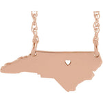Carregar imagem no visualizador da galeria, 14k Gold 10k Gold Silver North Carolina State Heart Personalized City Necklace
