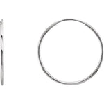 Charger l&#39;image dans la galerie, 14k White Gold Round Endless Hoop Earrings 10mm 12mm 15mm 20mm 24mm x 1mm
