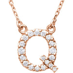 Load image into Gallery viewer, 14k Gold 1/6 CTW Diamond Alphabet Initial Letter Q Necklace
