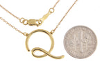Load image into Gallery viewer, 14k Gold or Sterling Silver Script Letter Q Initial Alphabet Necklace
