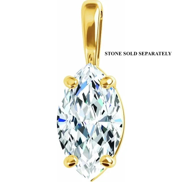 Platinum 18k 14k 10k Yellow Rose White Gold Marquise Shape 4 Prong Pendant Mounting Mount 9mm x 5mm Diamonds Gemstones Stones